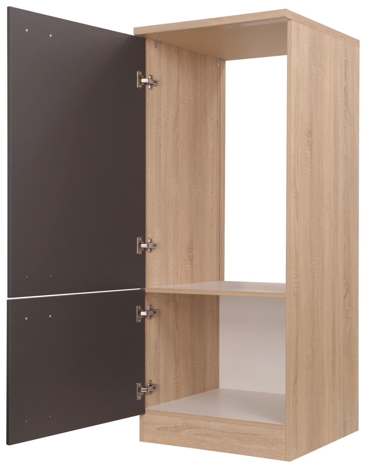 MULTISKÅP  - silver/ekfärgad, Basics, metall/trämaterial (120/144,9/60cm) - Respekta