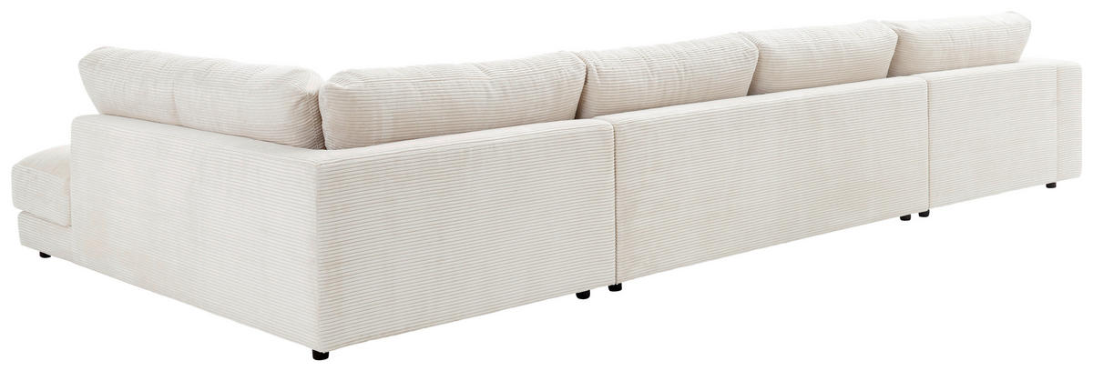 WOHNLANDSCHAFT in Cord Weiss  - Weiss/Schwarz, Design, Kunststoff/Textil (190/425/224cm) - Hom`in