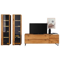 WOHNWAND  in Wildeiche 333/190/50 cm  - Wildeiche/Anthrazit, Design, Glas/Holz (333/190/50cm) - MID.YOU
