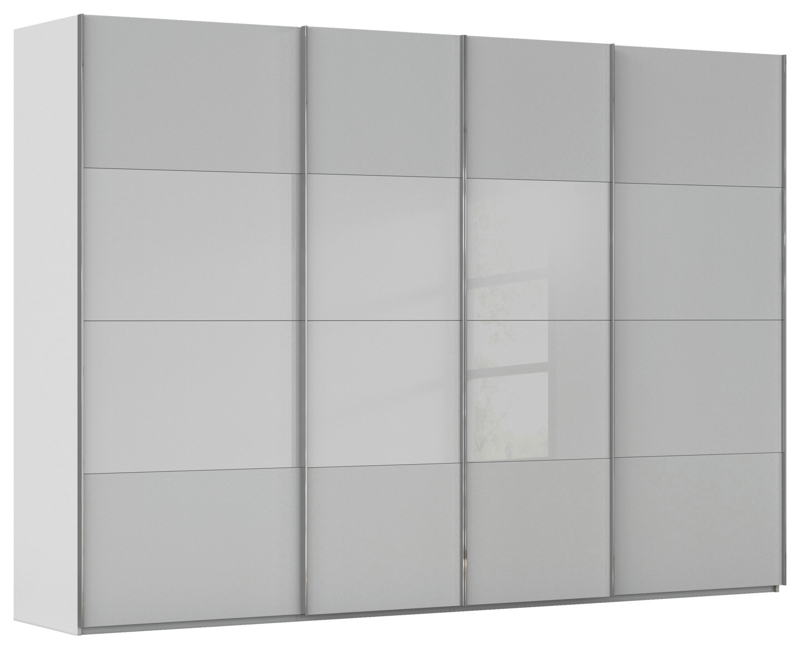 SCHWEBETÜRENSCHRANK Seidengrau  - Chromfarben/Seidengrau, Konventionell, Glas/Holzwerkstoff (316/235/68cm) - Novel