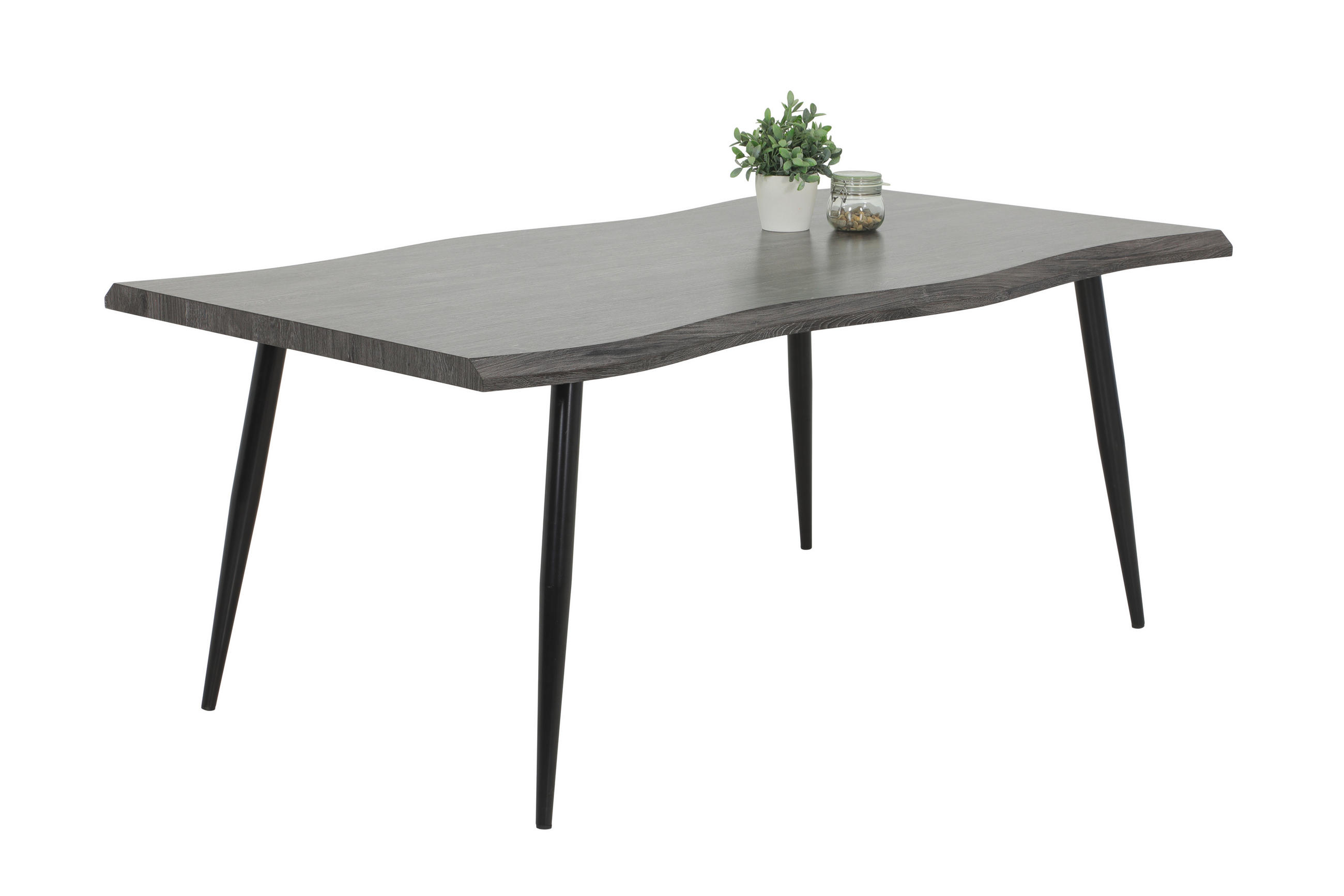 ESSTISCH in Metall, Holzwerkstoff 180/100/76 cm  - Eiche grau/Schwarz, MODERN, Holzwerkstoff/Metall (180/100/76cm) - MID.YOU