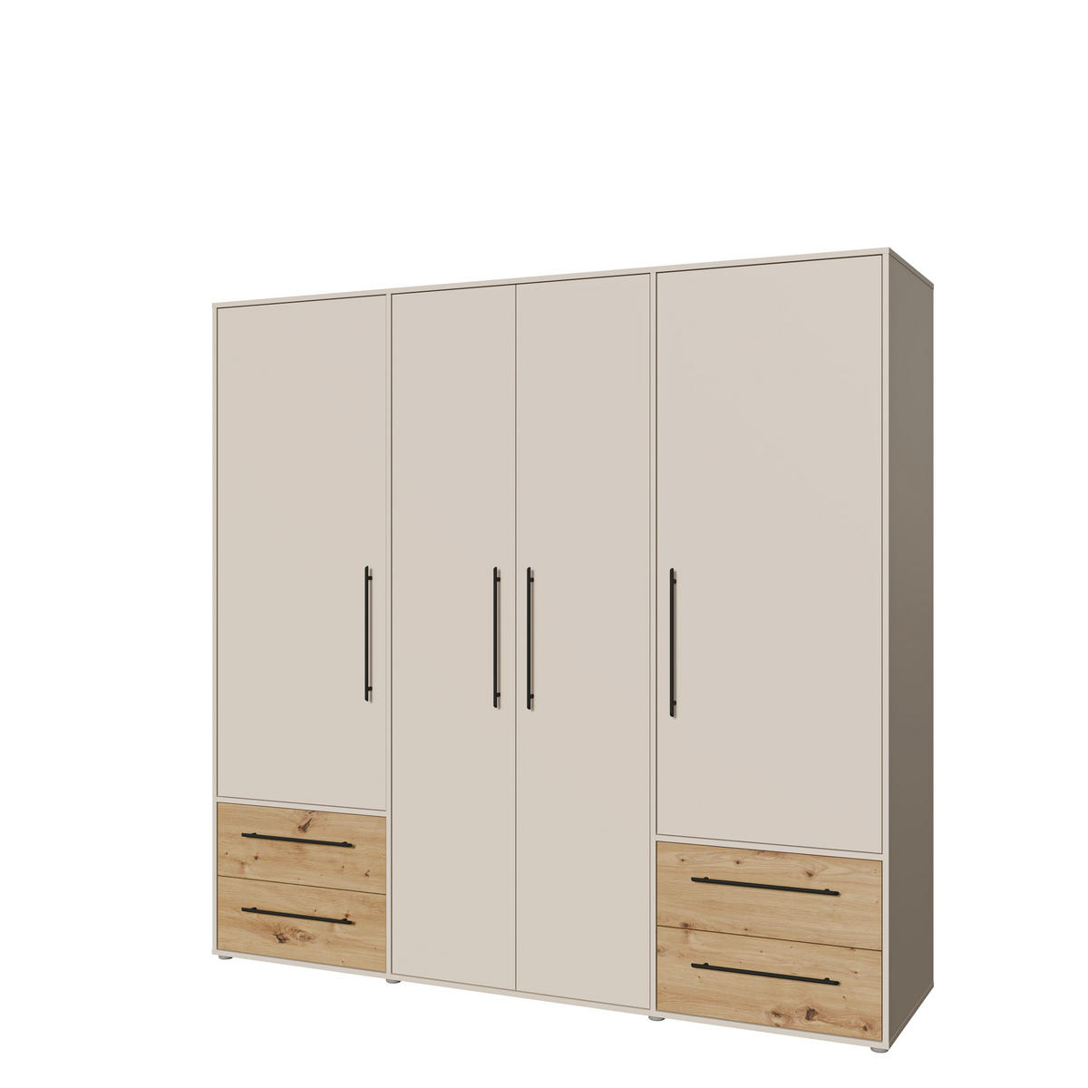DREHTÜRENSCHRANK 205,9/200,1/58,8 cm,  in Sandfarben, Eiche Artisan, 4 Tür(en)  - Sandfarben/Schwarz, KONVENTIONELL, Holzwerkstoff/Kunststoff (205,9/200,1/58,8cm) - Milino