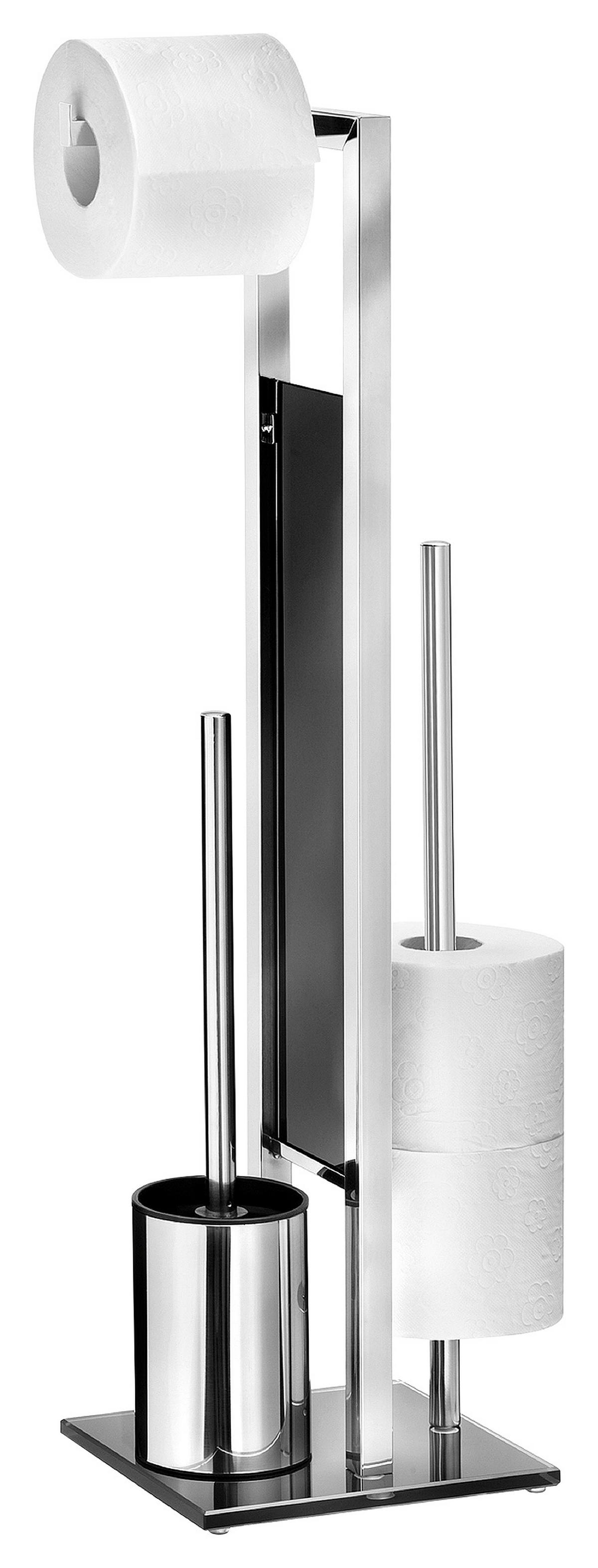 WC-BÜRSTENKOMBINATION - Edelstahlfarben/Schwarz, Basics, Glas/Kunststoff (18/70/23cm) - Wenko