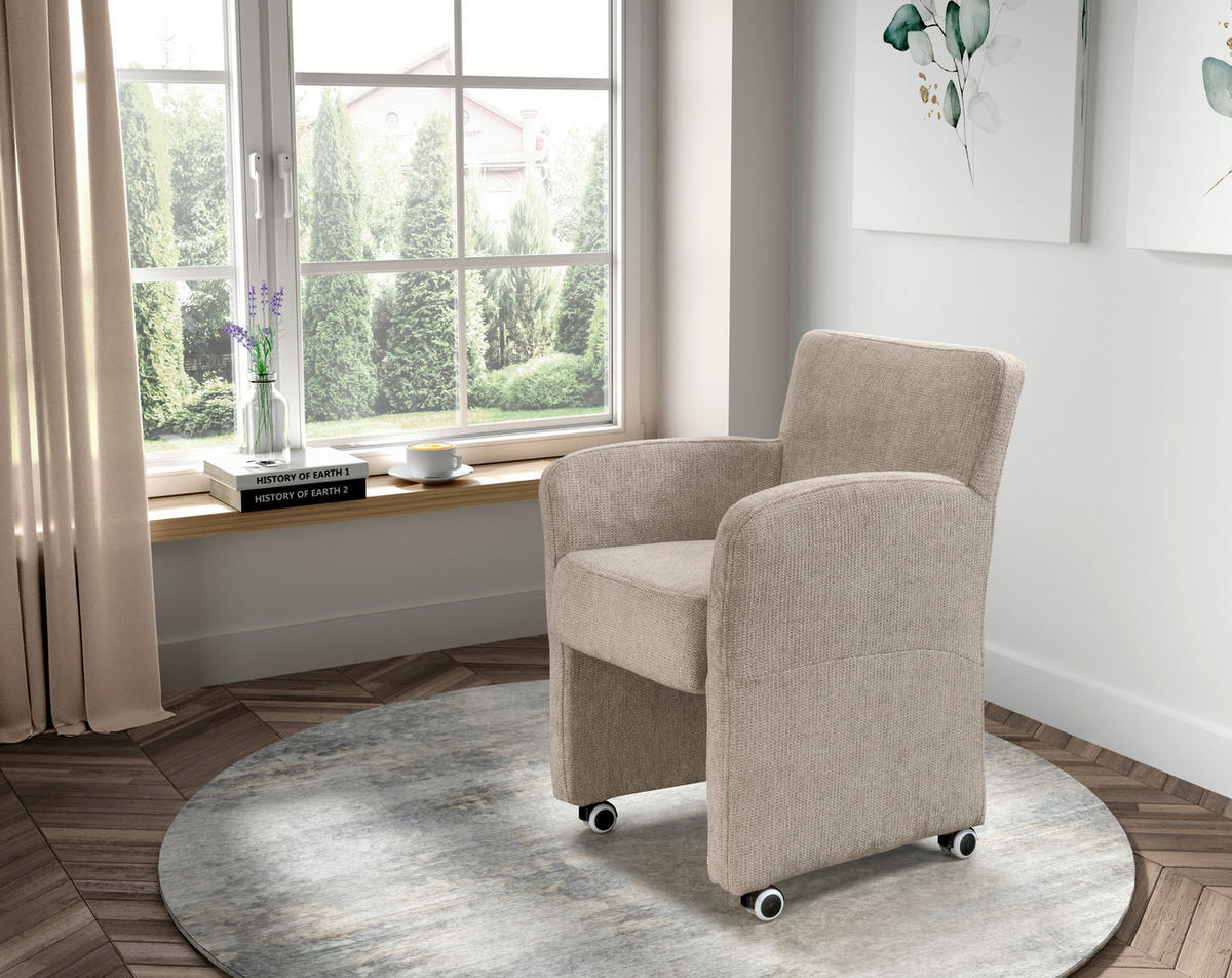 STOLICA S NASLONOM ZA RUKE  taupe  drvo, tekstil, drvni materijal      - taupe, Moderno, drvni materijal/drvo (65/85/66cm) - Livetastic