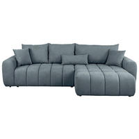 ECKSOFA in Velours Blau  - Blau/Schwarz, Konventionell, Kunststoff/Textil (298/168cm) - Carryhome