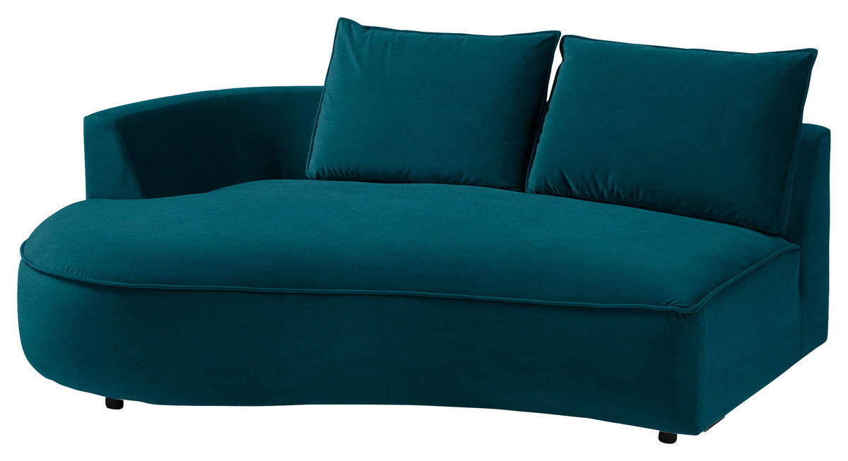 BIGSOFA Samt Petrol  - Petrol/Schwarz, Design, Kunststoff/Textil (322/66/154cm) - home24