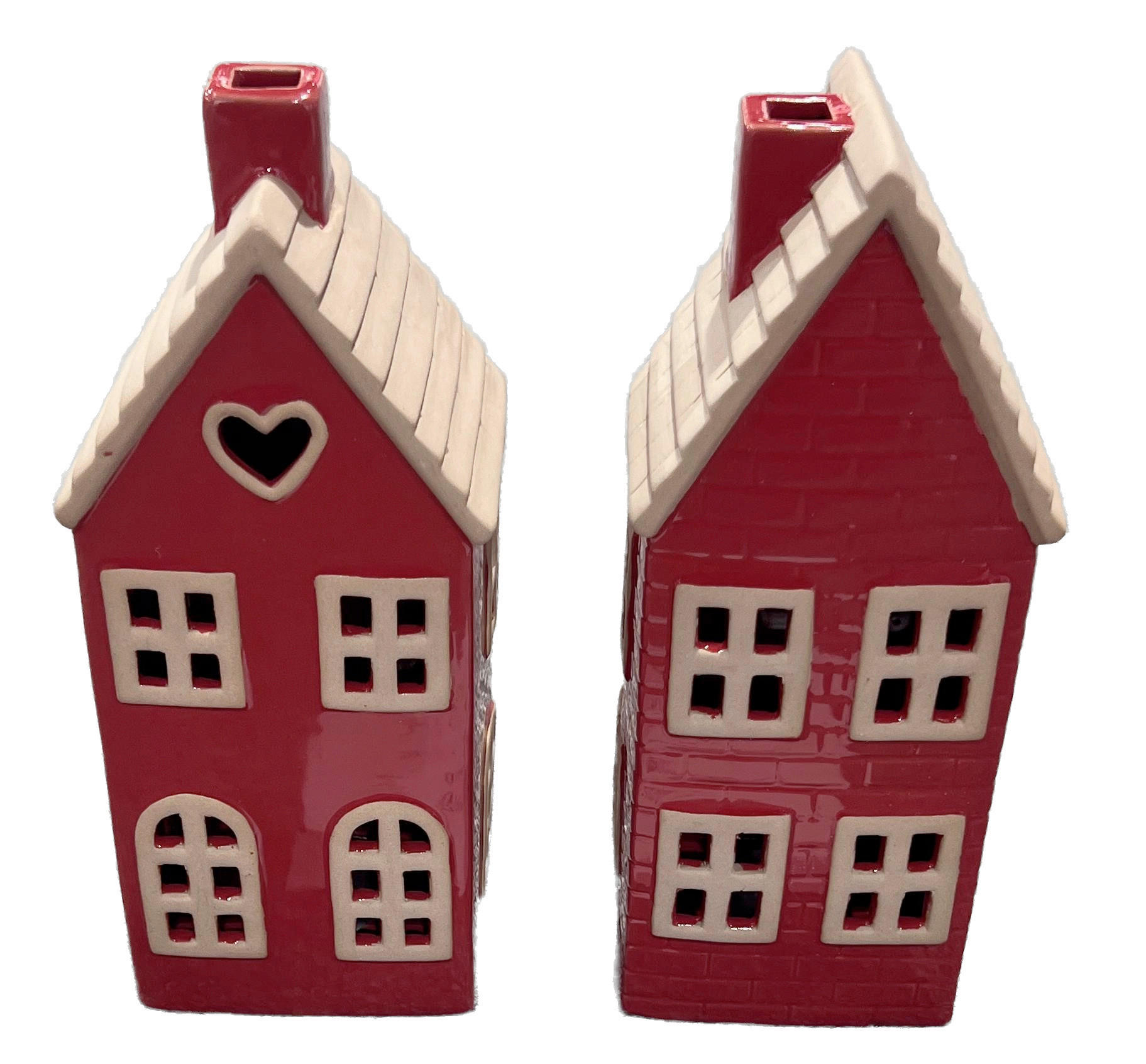 DEKORAČNÝ DOMČEK - prírodná farba/červená, Trend, keramika (9/20,8/7,3cm) - X-Mas