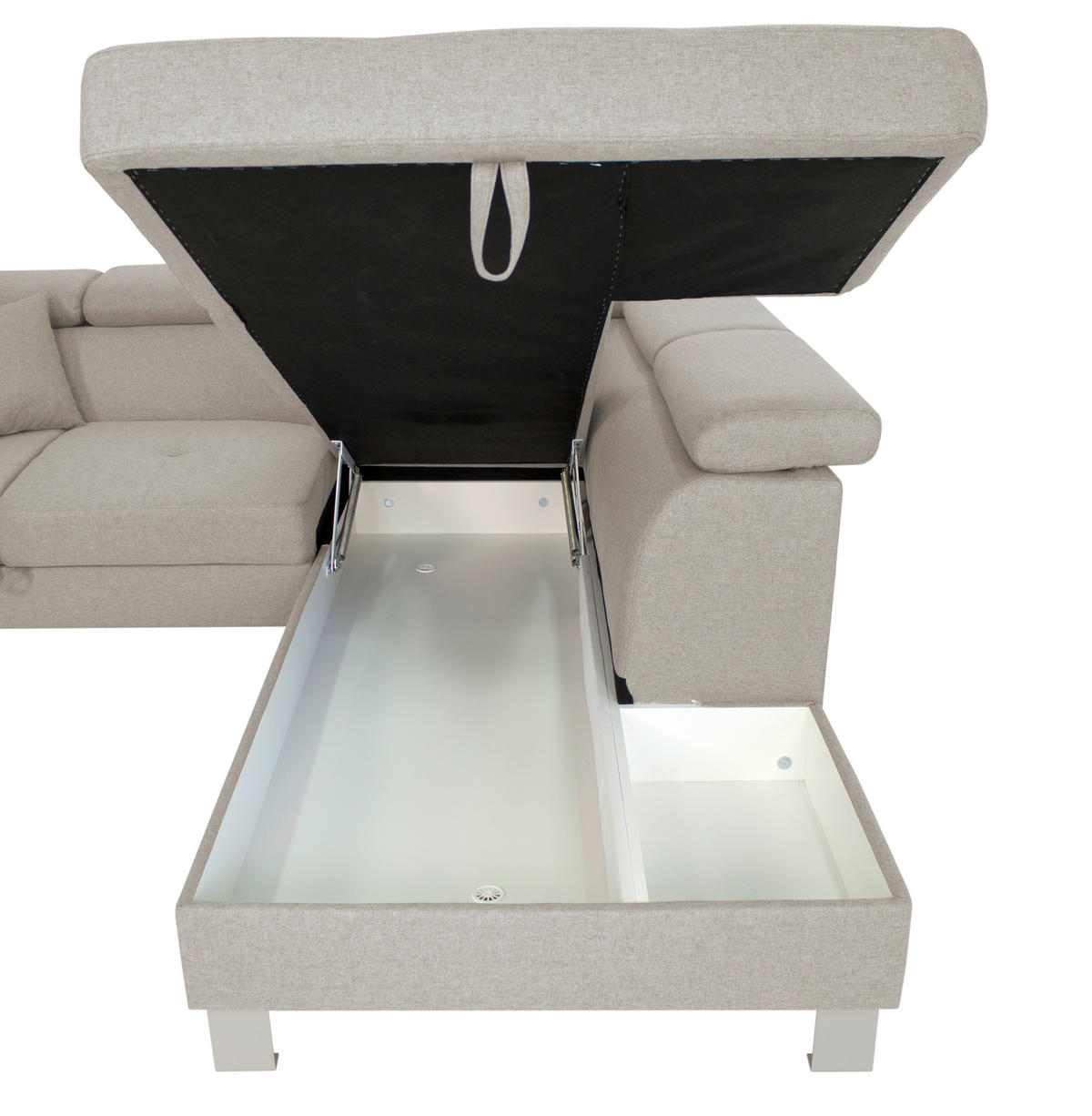 ECKSOFA in Webstoff Ecru  - Ecru/Silberfarben, Design, Textil/Metall (257/226cm) - Xora