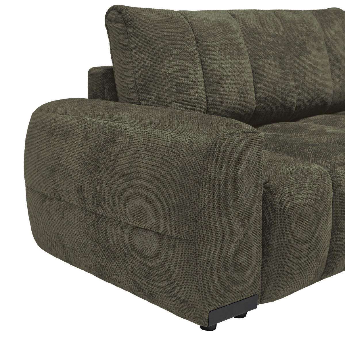 ECKSOFA Flachgewebe Olivgrün  - Schwarz Hochglanz/Olivgrün, Modern, Textil/Metall (273/93/166cm) - MID.YOU