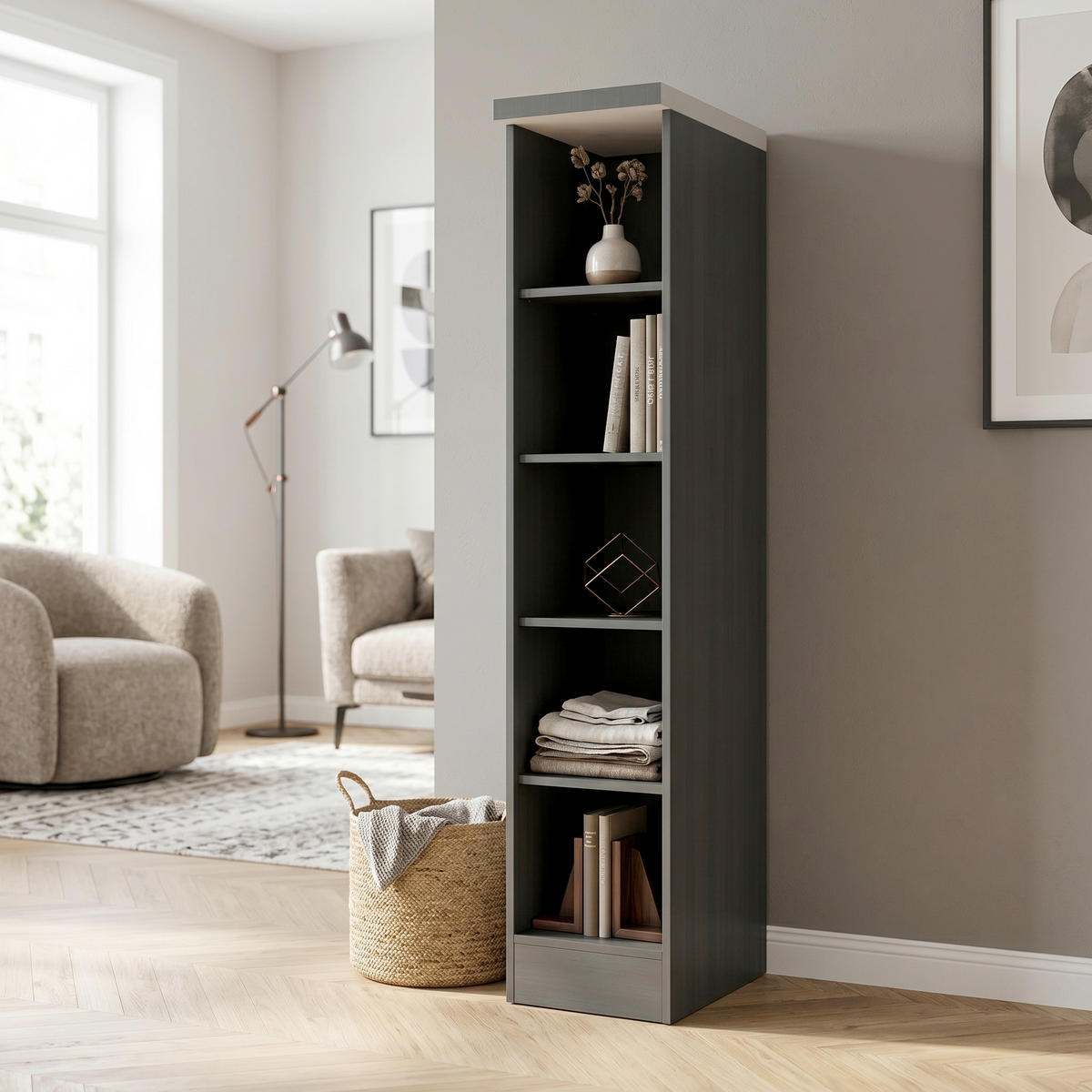 HYLLA i 30/166/60 cm grafitfärgad  - grafitfärgad, Basics, trämaterial (30/166/60cm) - Held