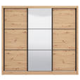 SCHIEBETÜRENSCHRANK 242/215,5/60 cm 3-türig Eiche Artisan  - Schwarz/Eiche Artisan, Basics, Glas/Holzwerkstoff (242/215,5/60cm) - Xora
