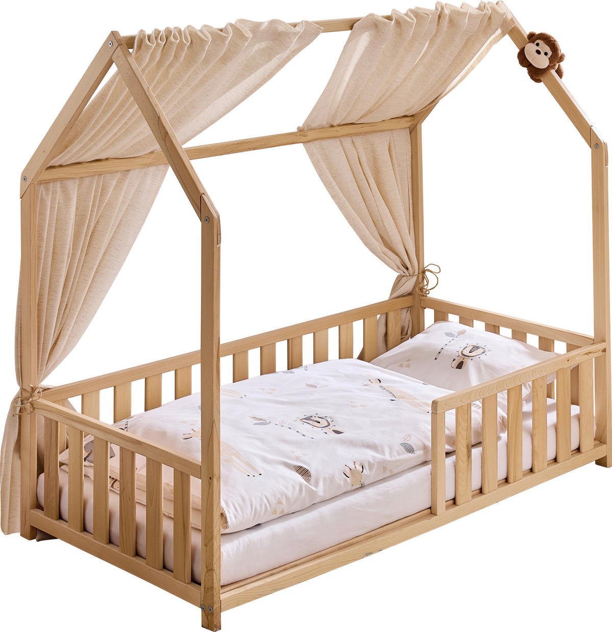 HAUSBETT Buchefarben  - Birkefarben/Buchefarben, Basics, Holz (145/75/135cm) - Jimmylee