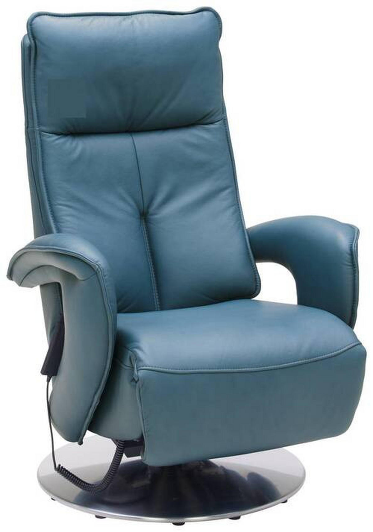 RELAXAČNÍ KŘESLO, kůže, modrá - modrá/barvy chromu, Design, kov/kůže (77/110/87cm) - Valdera