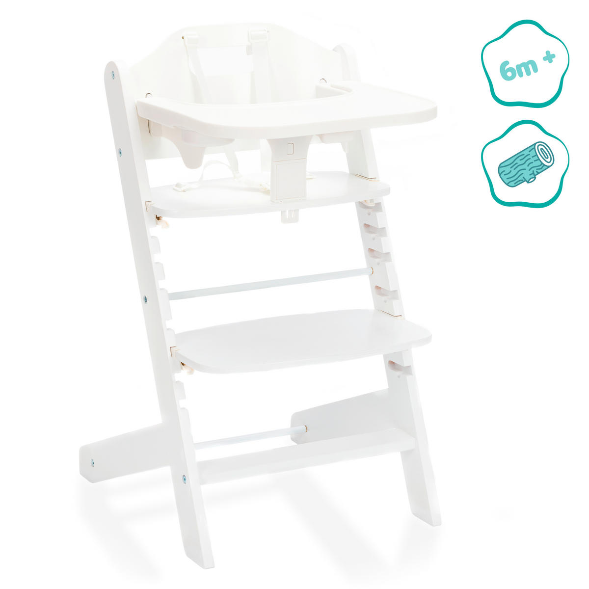 VYSOKÁ ŽIDLE, buk, bílá - bílá, Basics, dřevo (51/81/45cm) - Fillikid