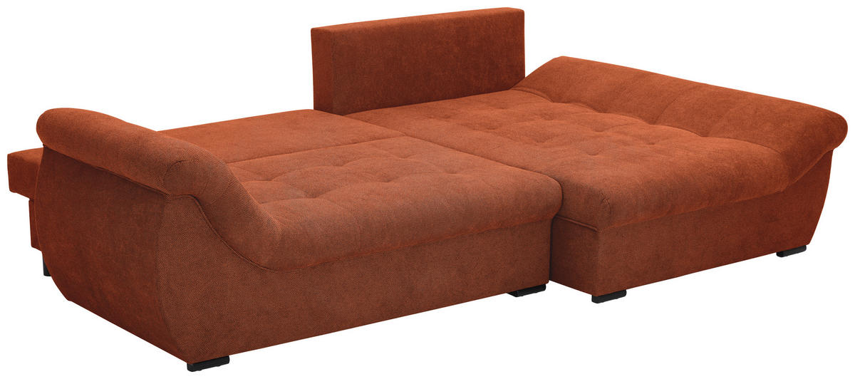 ECKSOFA Rostfarben Flachgewebe  - Rostfarben/Schwarz, Design, Kunststoff/Textil (278/175cm) - Xora