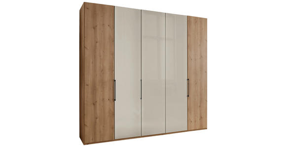 DREHTÜRENSCHRANK in Champagner, Eiche Bianco - Schieferfarben/Eiche Bianco, KONVENTIONELL, Glas/Holzwerkstoff (250/216/58cm) - Dieter Knoll