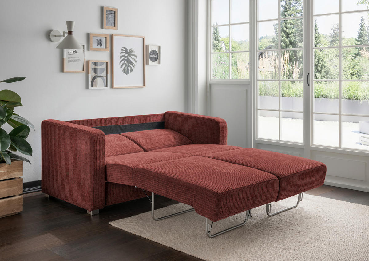 SCHLAFSOFA Mikrofaser Koralle  - Chromfarben/Koralle, Basics, Kunststoff/Textil (159/88/87cm) - Livetastic
