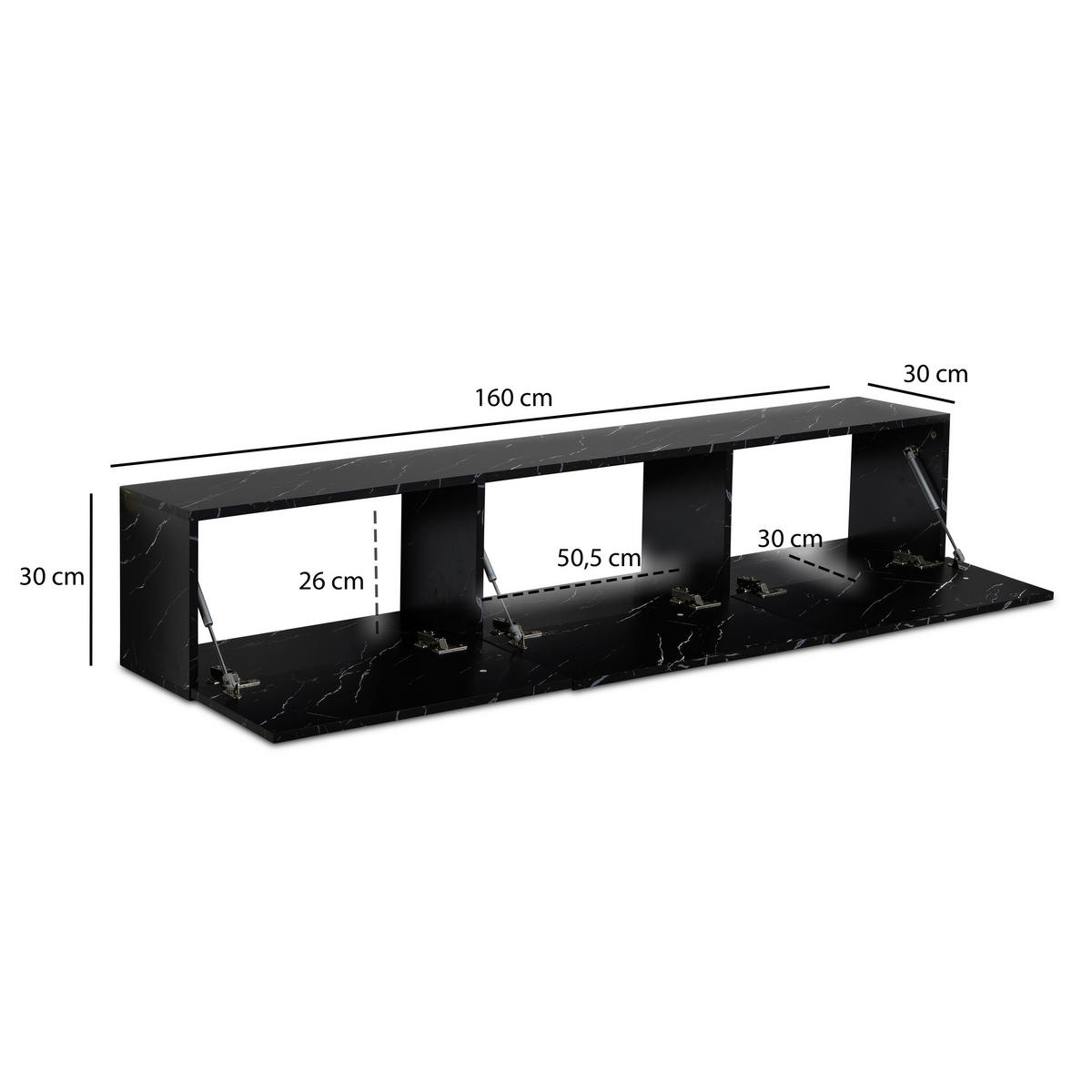 KOMODA - NISKA   160/30/30 cm   crna   - crna, Design, drvni materijal (160/30/30cm) - MID.YOU