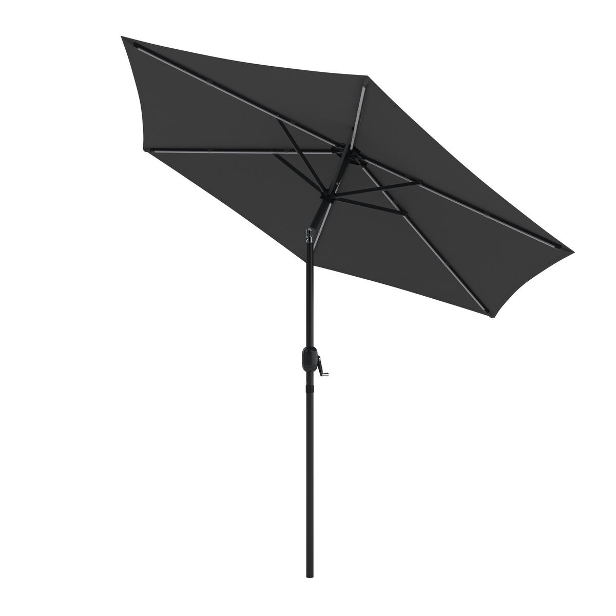 Sonnenschirm LED-Beleuchtung 270 cm Dunkelgrau  - Dunkelgrau, MODERN, Textil/Metall - Ambia Garden