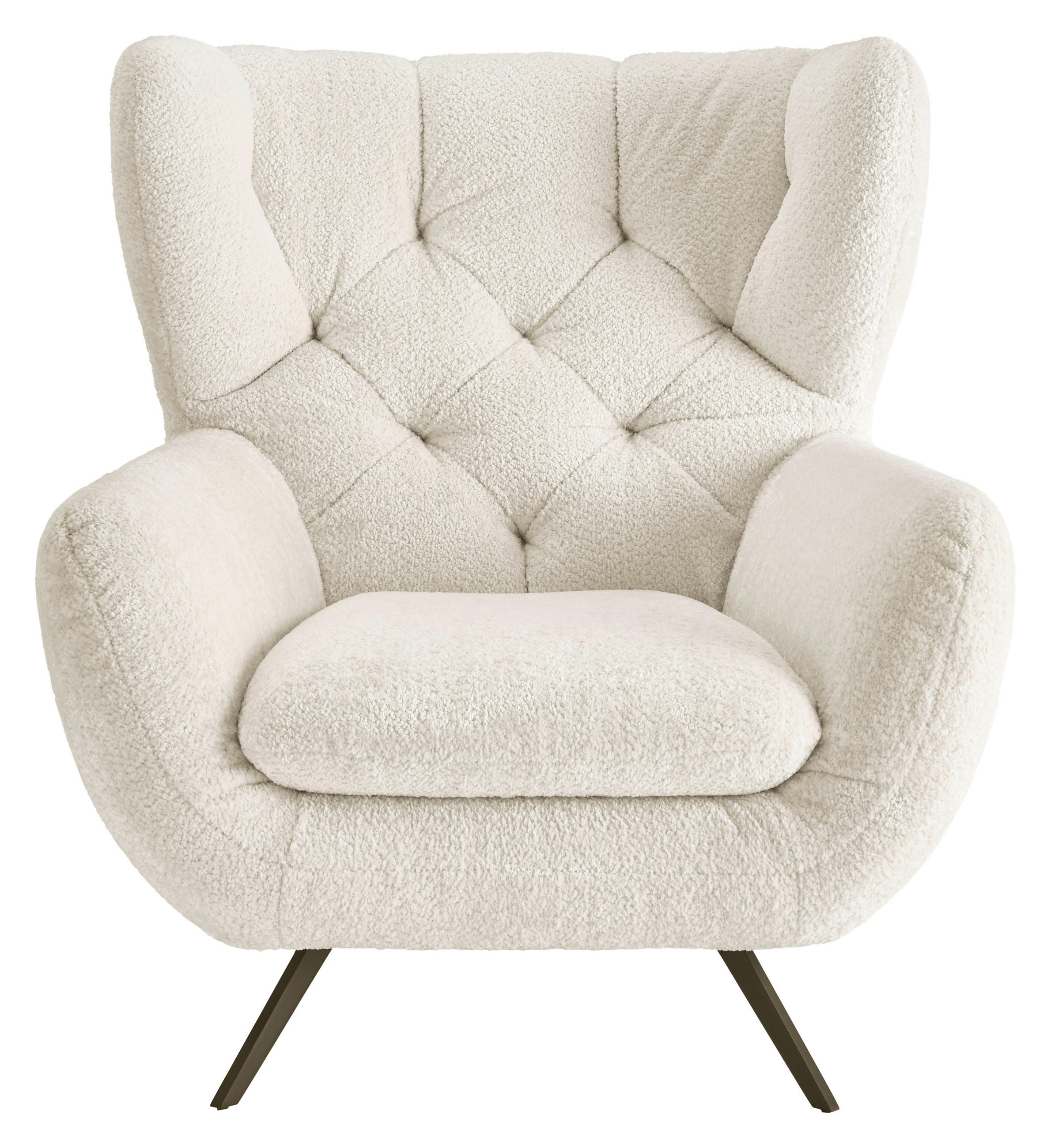 CHESTERFIELD-SESSEL Chenille Weiß  - Schwarz/Weiß, MODERN, Textil/Metall (100/94/95cm) - Pure Home Lifestyle