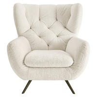 CHESTERFIELD-SESSEL Chenille Weiß  - Schwarz/Weiß, MODERN, Textil/Metall (100/94/95cm) - Pure Home Lifestyle