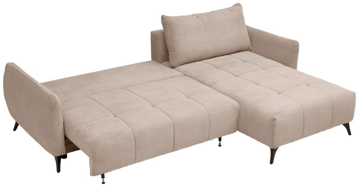 ECKSOFA in Struktur, Plüsch Beige  - Beige/Schwarz, Design, Textil/Metall (287/197cm) - Stylife