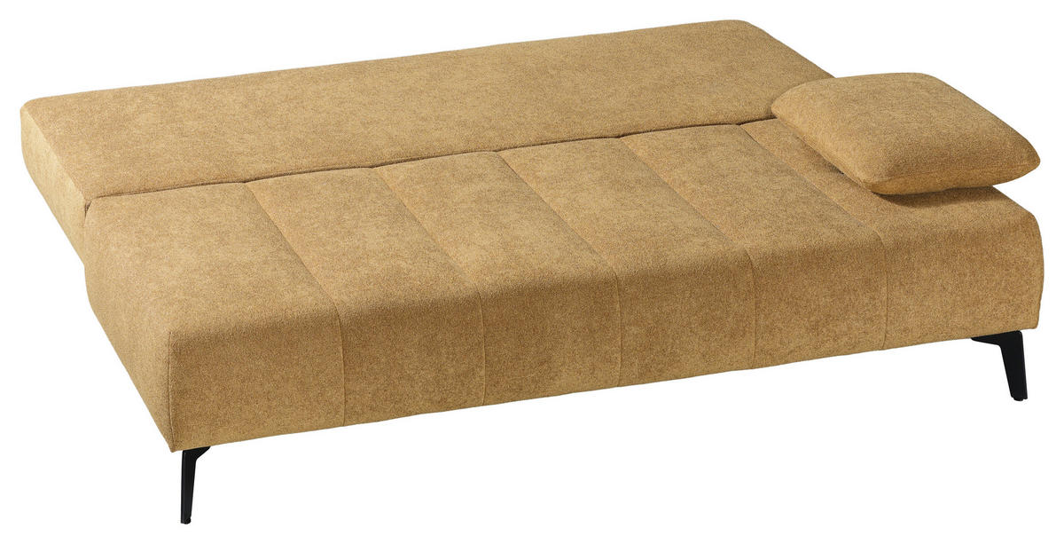 SCHLAFSOFA Flachgewebe Honig  inkl. Bettkasten, Schlaffunktion, Armteilverstellung  - Schwarz/Honig, Design, Textil/Metall (235/90/100cm) - Novel