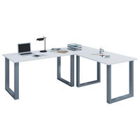 HÖRNSKRIVBORD 220/80/76 cm  in silver, vit  - vit/silver, Modern, metall/trämaterial (220/80/76cm) - MID.YOU