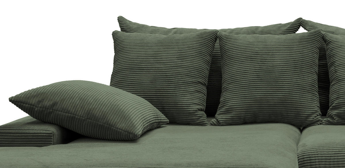 ECKSOFA in Cord Grün  - Schwarz/Grün, Modern, Kunststoff/Textil (200/278cm) - Livetastic
