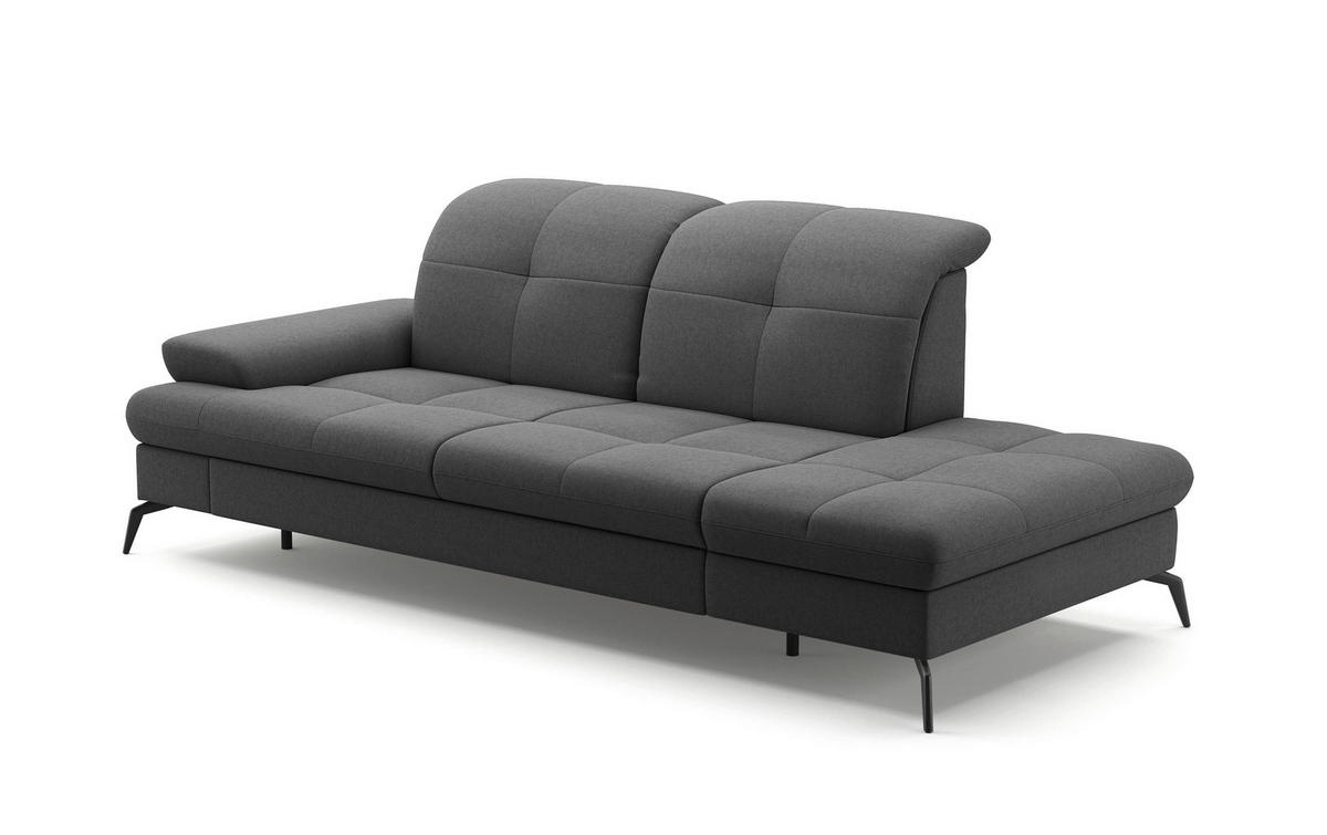 RÉCAMIERE in Flachgewebe Dunkelgrau  - Dunkelgrau/Schwarz, Konventionell, Textil/Metall (231/90/122cm) - Sit & More