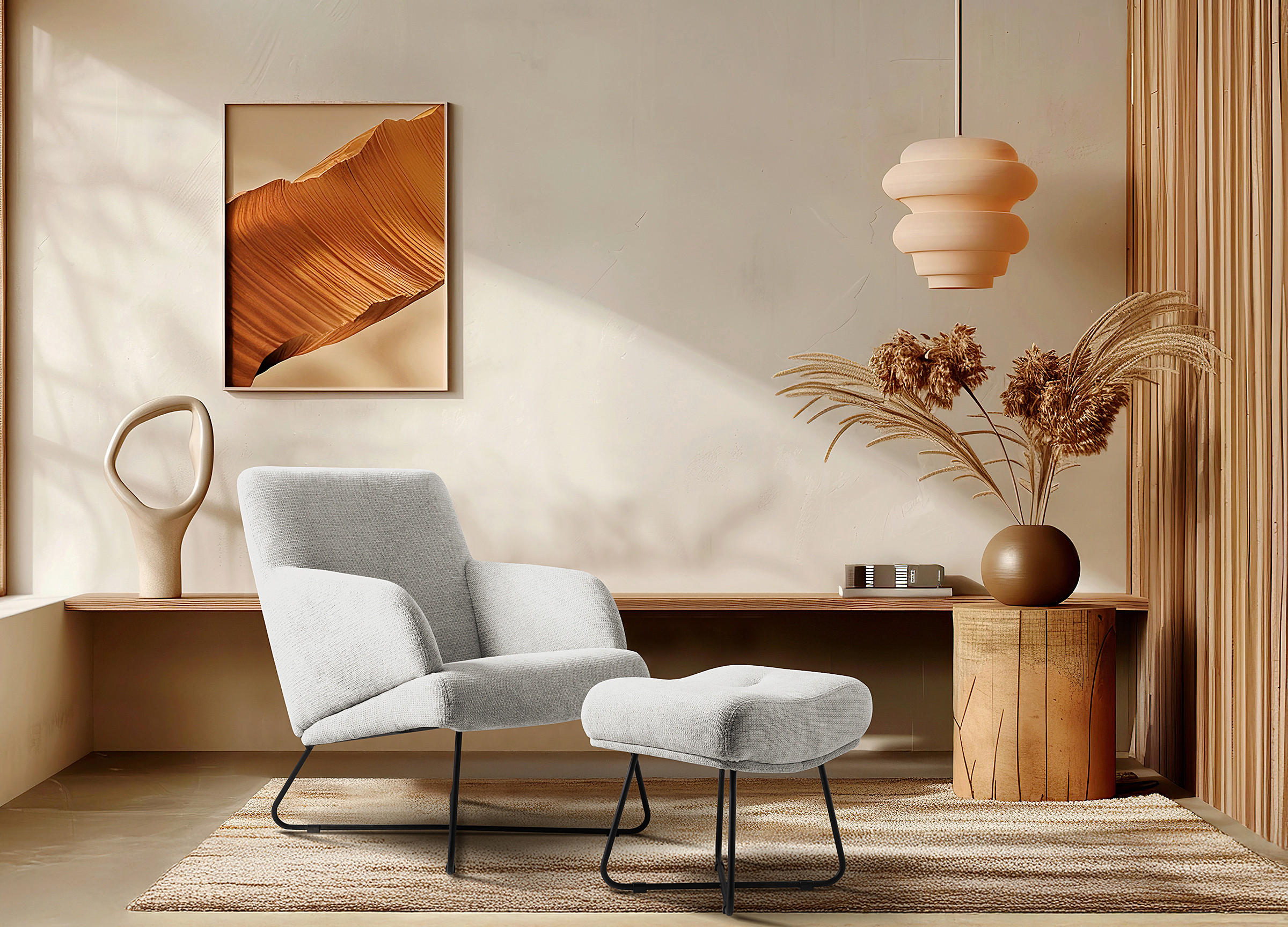 SESSELSET in Chenille Weiß  - Schwarz/Weiß, Design, Textil/Metall (67/87/74cm) - Livetastic