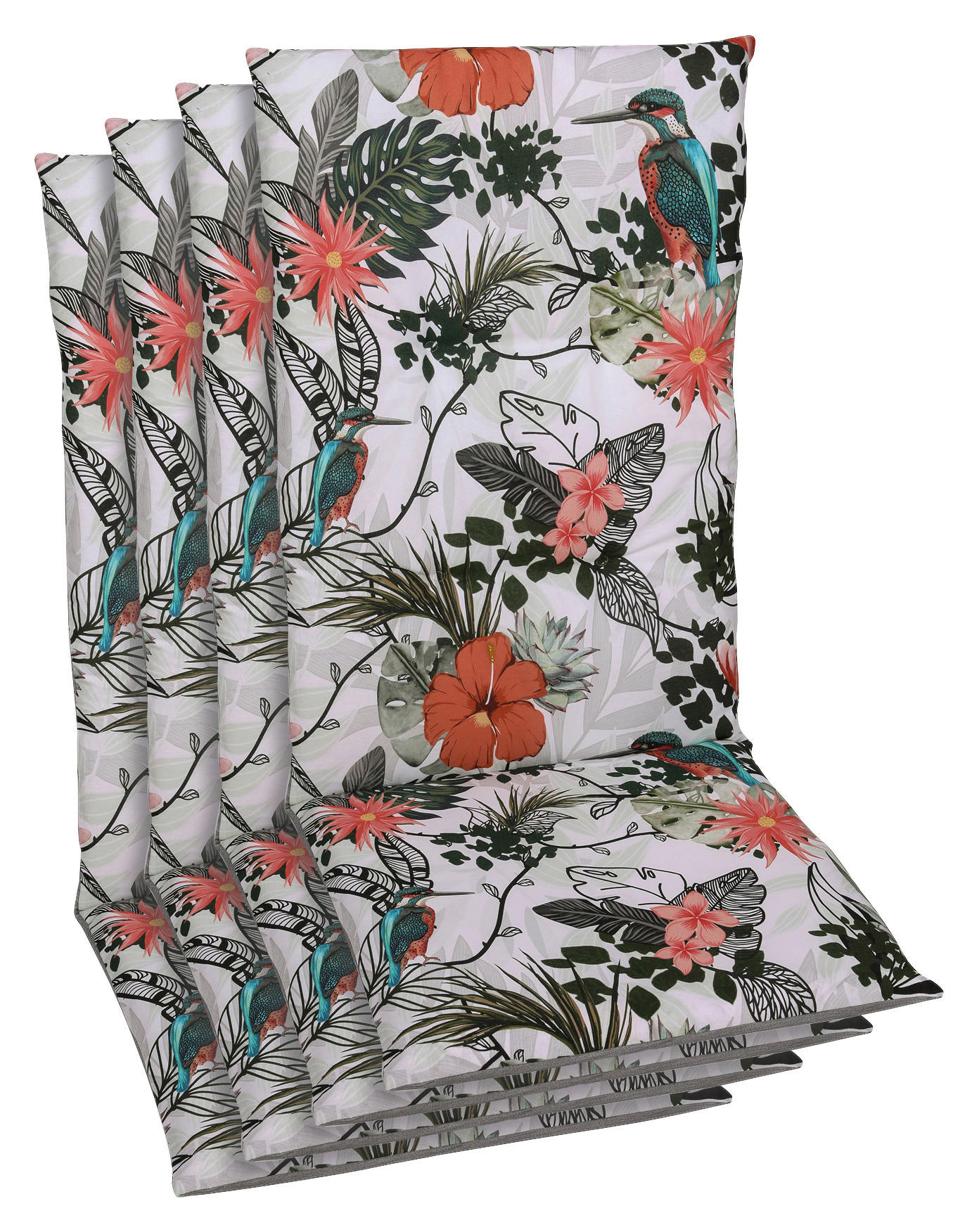 SESSELAUFLAGENSET Floral  - Hellgrau/Grün, Basics, Textil (48/5/118cm)