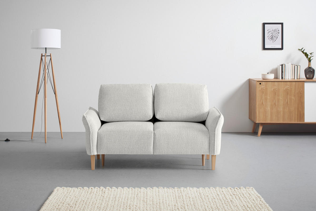 2-SITZER-SOFA in Webstoff Hellgrau  - Eichefarben/Hellgrau, Modern, Holz/Textil (150/85/92cm) - MID.YOU