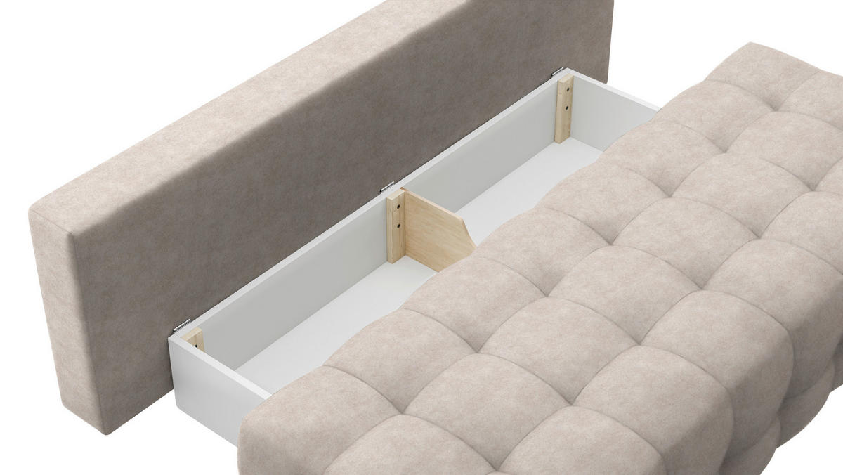 SCHLAFSOFA in Velours Beige  - Beige/Schwarz, KONVENTIONELL, Kunststoff/Textil (209/96/100cm) - Stylife