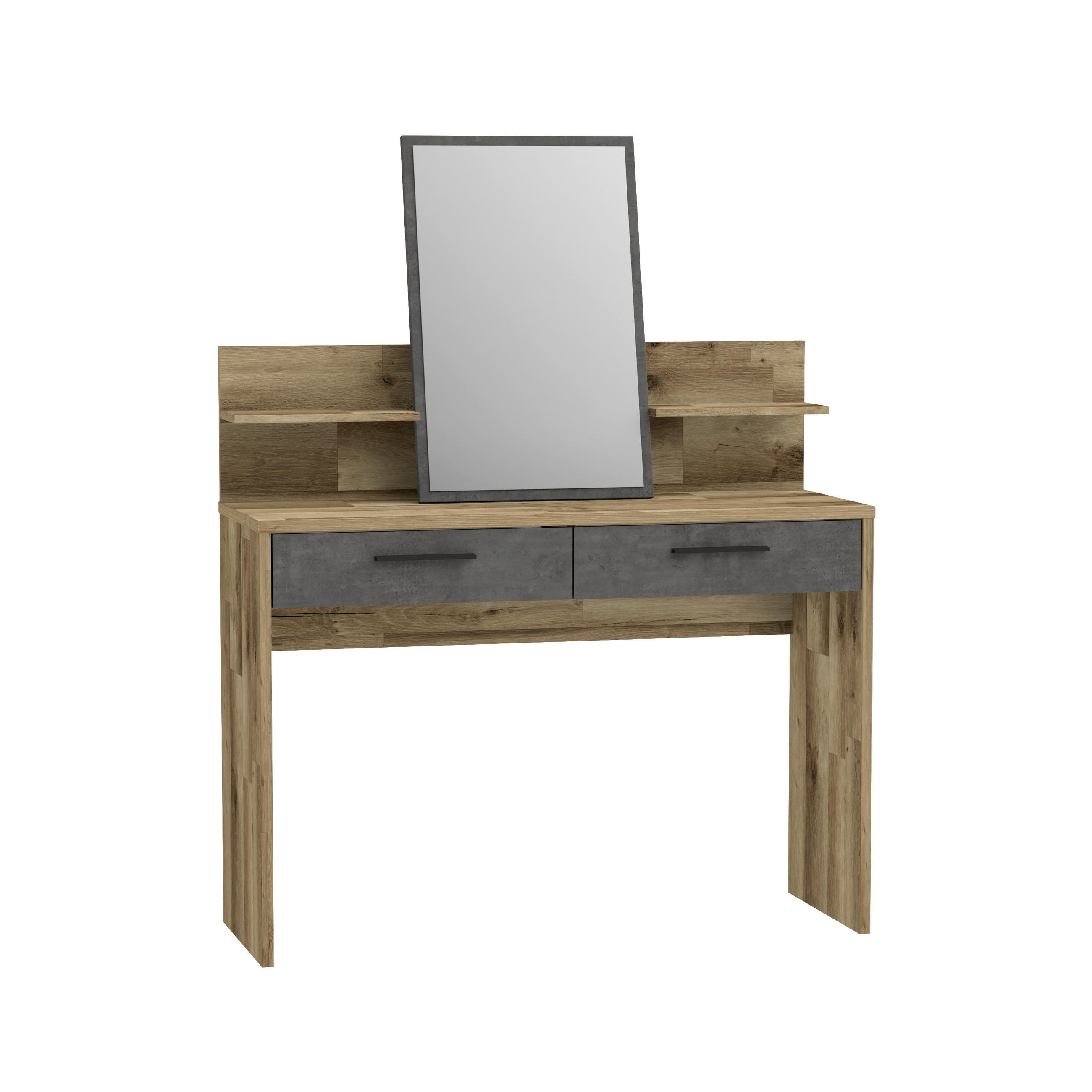 MĂSUțĂ DE MACHIAJ in culoare lemn stejar  - gri închis/culoare lemn stejar, Lifestyle, metal/material pe bază de lemn (114,5/147,1/41,3cm) - Ti'me