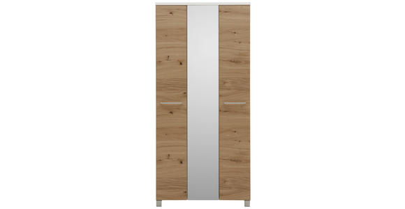 GARDEROBENSCHRANK 90/193/37 cm - Chromfarben/Eichefarben, Design, Glas/Holz (90/193/37cm) - Dieter Knoll