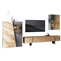 WOHNWAND  in Graphitfarben, Wildeiche 285/162/44,5 cm  - Wildeiche/Anthrazit, Natur, Glas/Holz (285/162/44,5cm) - Voglauer