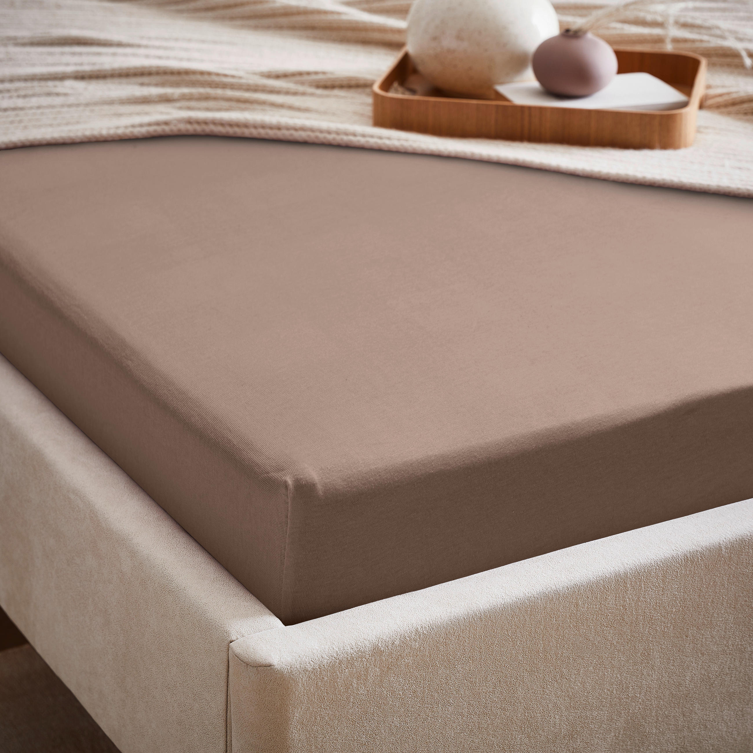 SPANNBETTTUCH Zermatt Biber  - Taupe, KONVENTIONELL, Textil (100/200cm) - Esposa