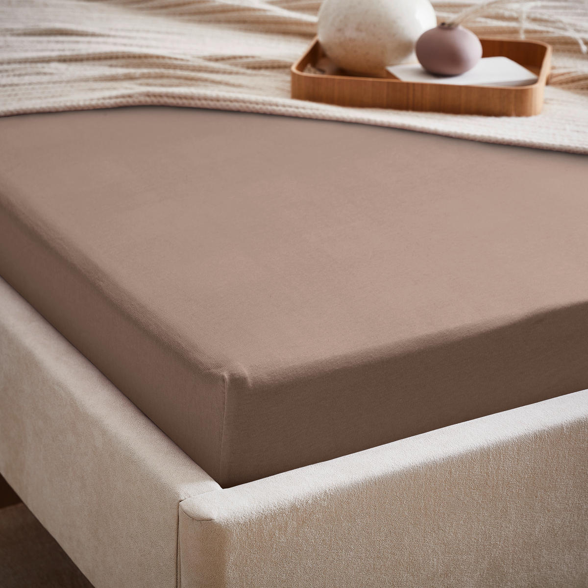 Flanell-Spannleintuch 100/200 cm Biber  - Taupe, KONVENTIONELL, Textil (100/200cm) - Esposa
