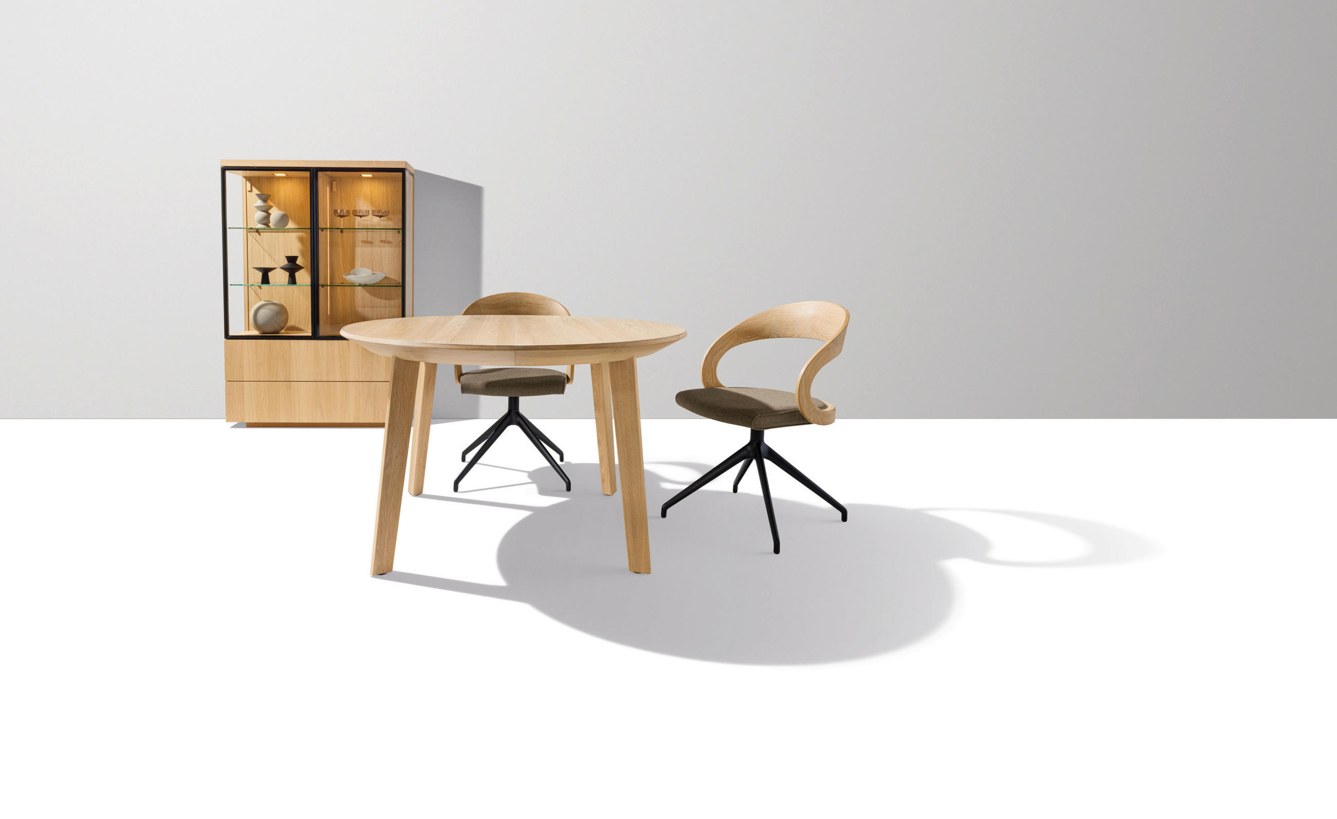 ESSTISCH in Holz 130(190)/130(190)/75 cm  - Eichefarben/Weiß, Design, Holz (130(190)/130(190)/75cm) - Team 7