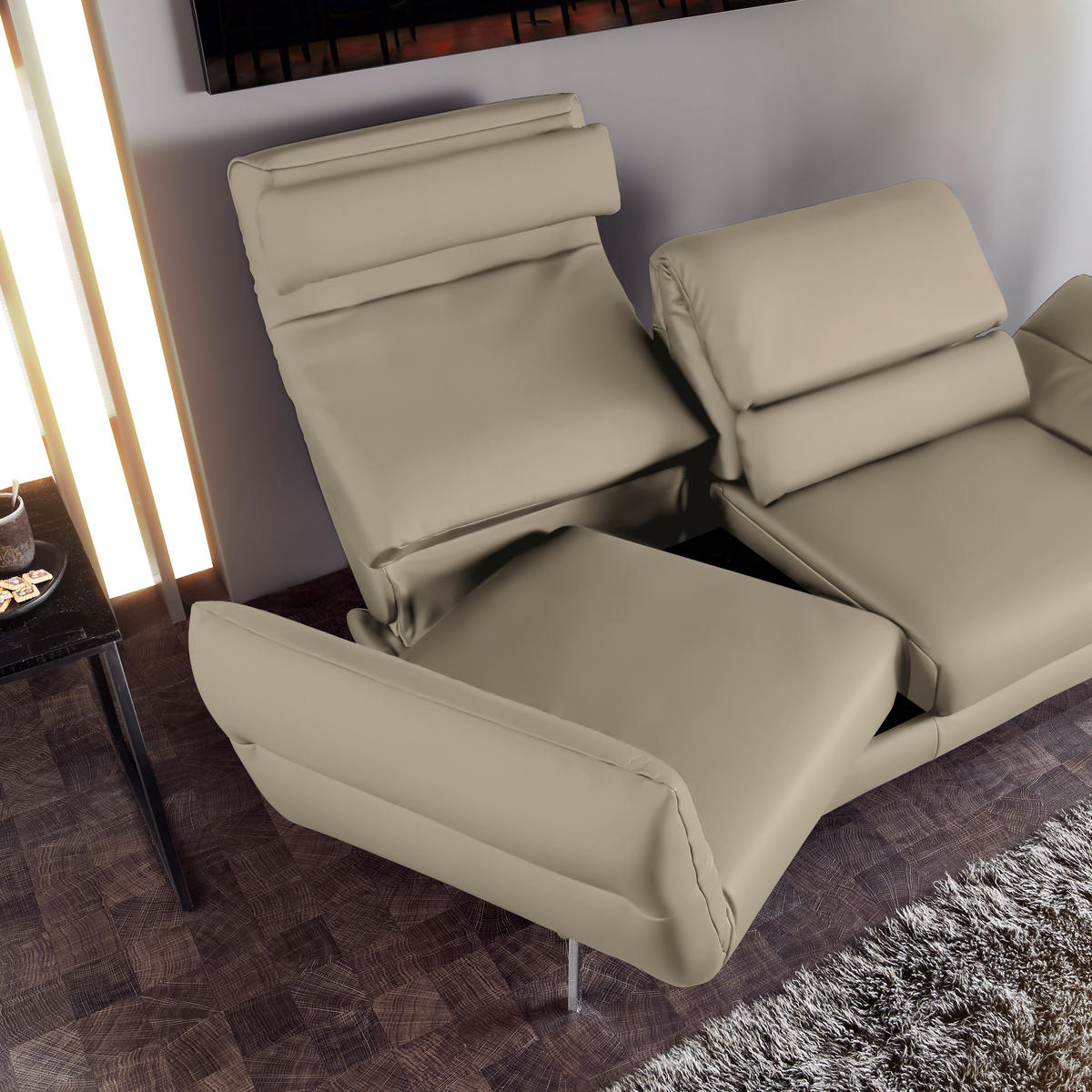 2-SITZER-SOFA in Echtleder Hellbraun  - Chromfarben/Hellbraun, Design, Leder/Metall (178-226/82/96-177cm) - Dieter Knoll