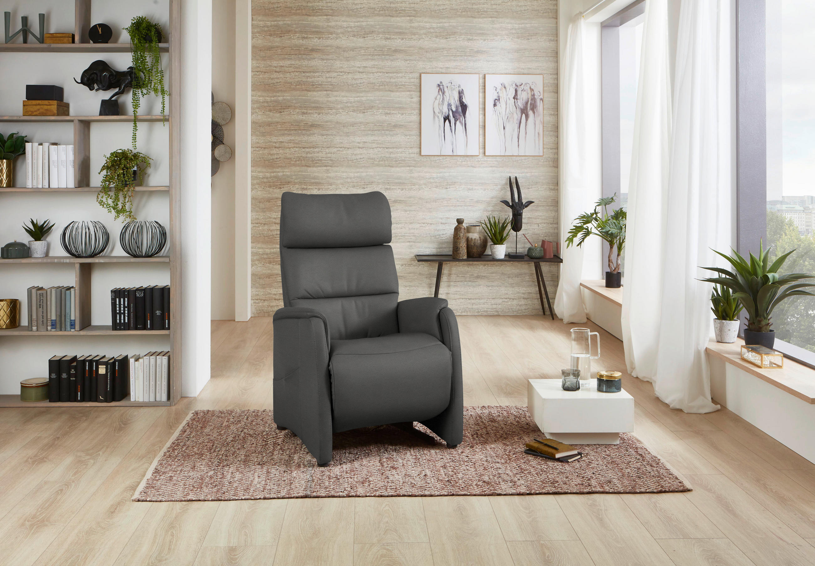 FAUTEUIL DE TÉLÉVISION in Dunkelgrau  - Dunkelgrau/Schwarz, Konventionell, Leder/Kunststoff (69/109/83cm) - Cantus