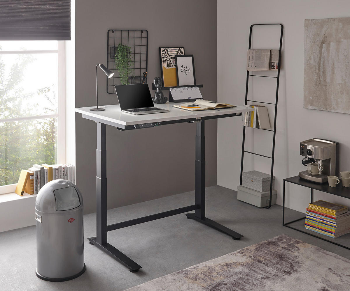 SCHREIBTISCH 120/77/66-129 cm  in Schwarz, Weiß  - Schwarz/Weiß, MODERN, Holzwerkstoff/Metall (120/77/66-129cm) - Carryhome