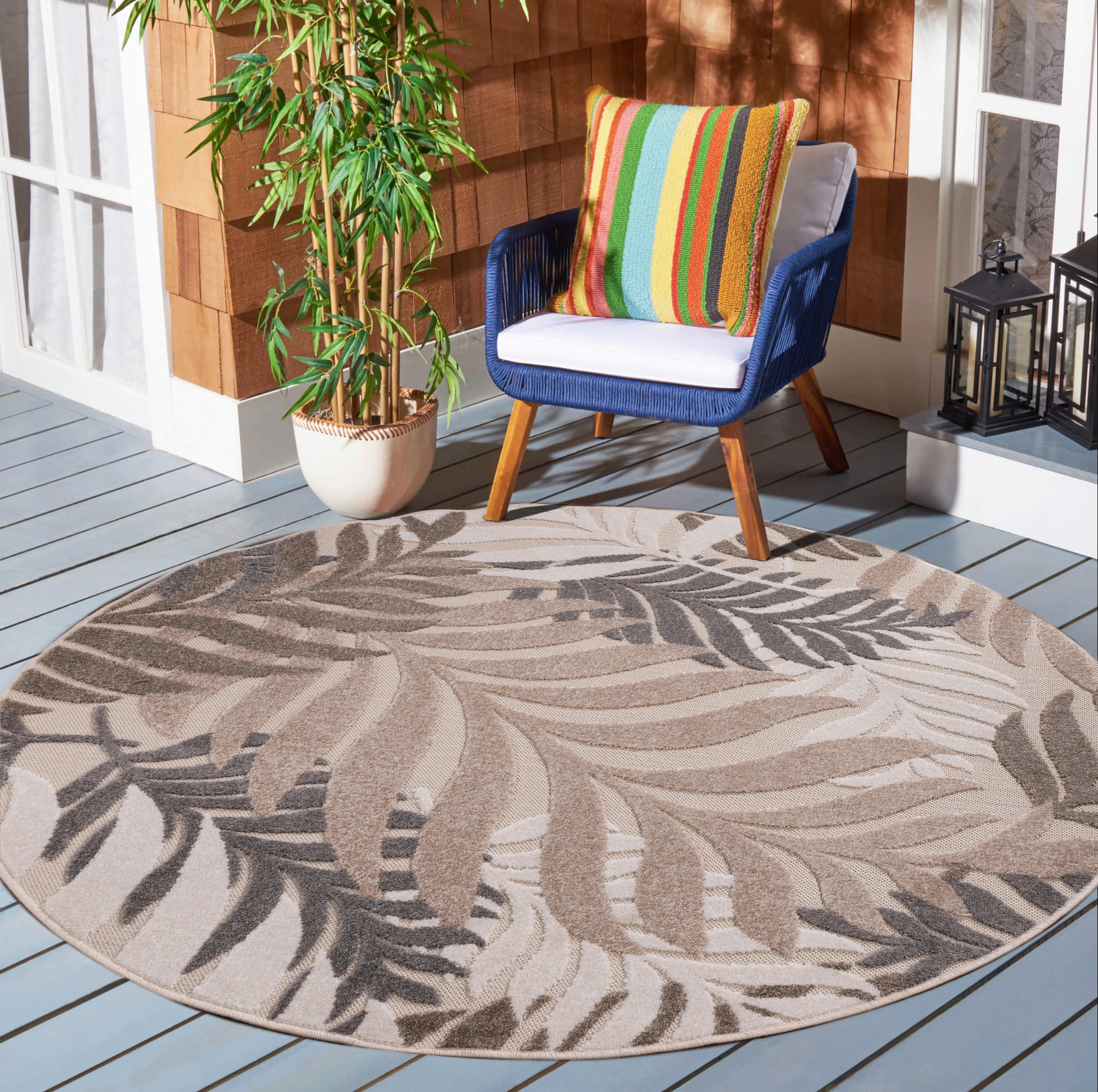 OUTDOORTEPPICH 200 cm Floral Beige  - Beige, LIFESTYLE, Kunststoff/Textil (200cm)