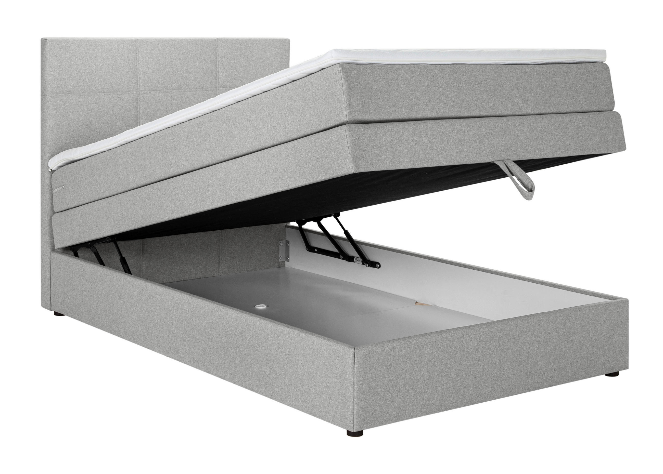 BOXSPRING KREVET 90/200 cm svijetlo siva - svijetlo siva/crna, Design, tekstil/plastika (90/200cm) - Welnova