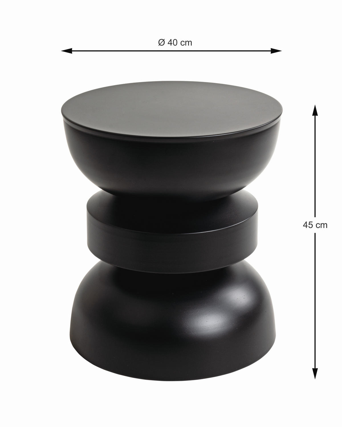 BEISTELLTISCH 40/40/45 cm Schwarz rund  - Schwarz, Design, Metall (40/40/45cm)