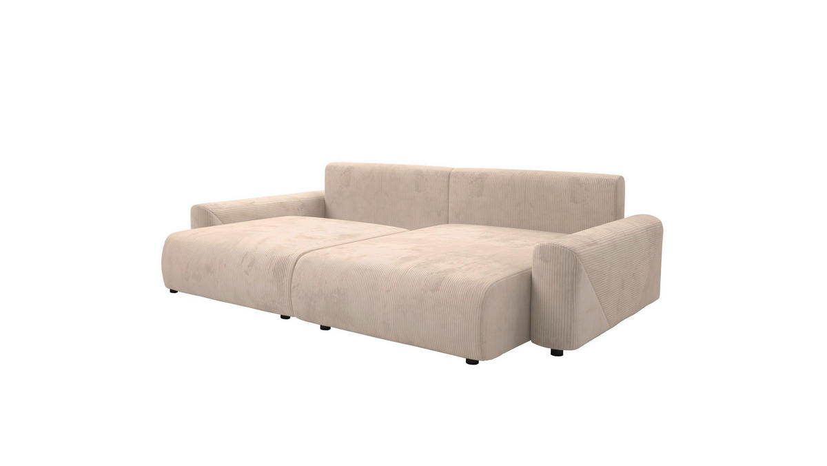 Ecksofa inkl. Funktionen Beige Cord  - Beige/Schwarz, MODERN, Kunststoff/Textil (238/168cm) - Stylife