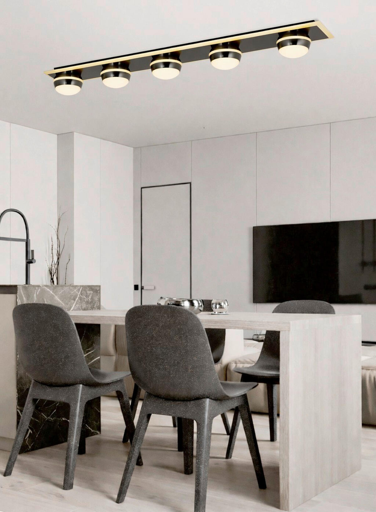 LED-DECKENLEUCHTE Biarritz 40/40/14 cm  - Schwarzchrom, Design, Kunststoff/Metall (40/40/14cm)