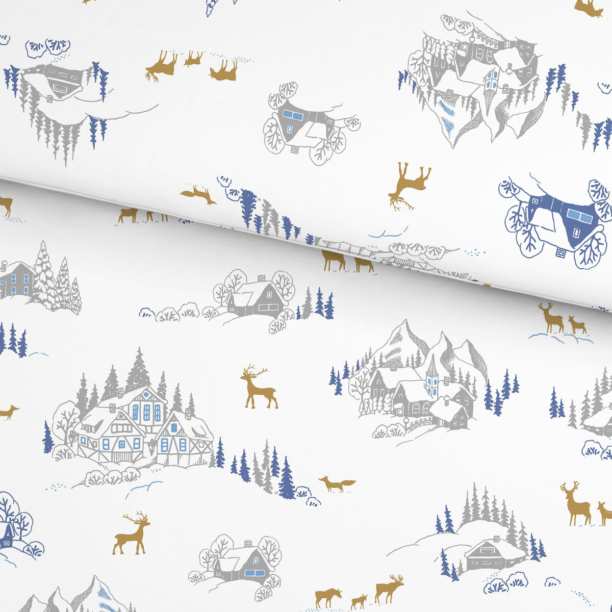 BETTWÄSCHE 2-teilig Flanell 140/200 cm  - Blau/Goldfarben, Design, Textil (140/200cm) - X-Mas