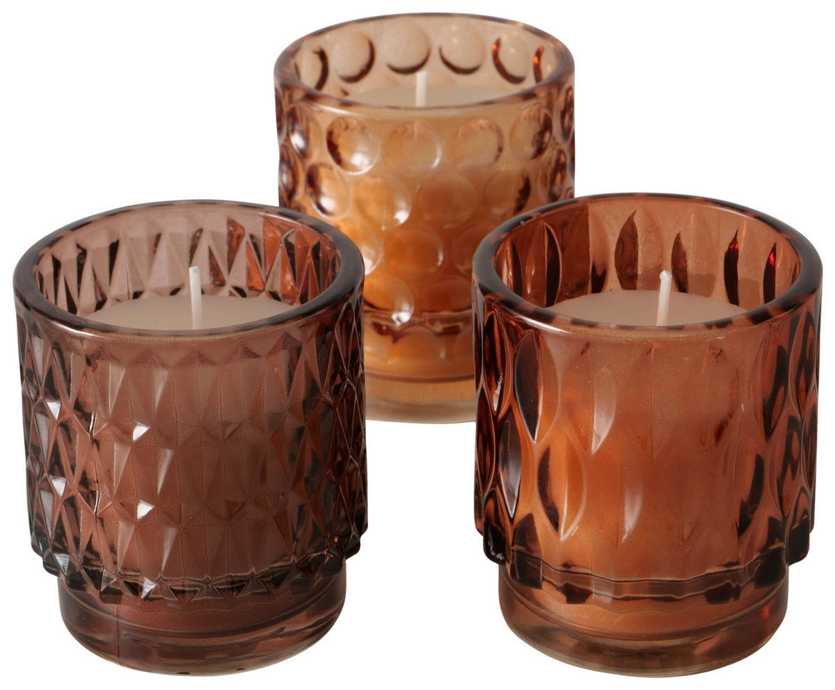 KERZE IM TOPF - Taupe/Braun, LIFESTYLE, Glas/Paraffin (7/8cm)